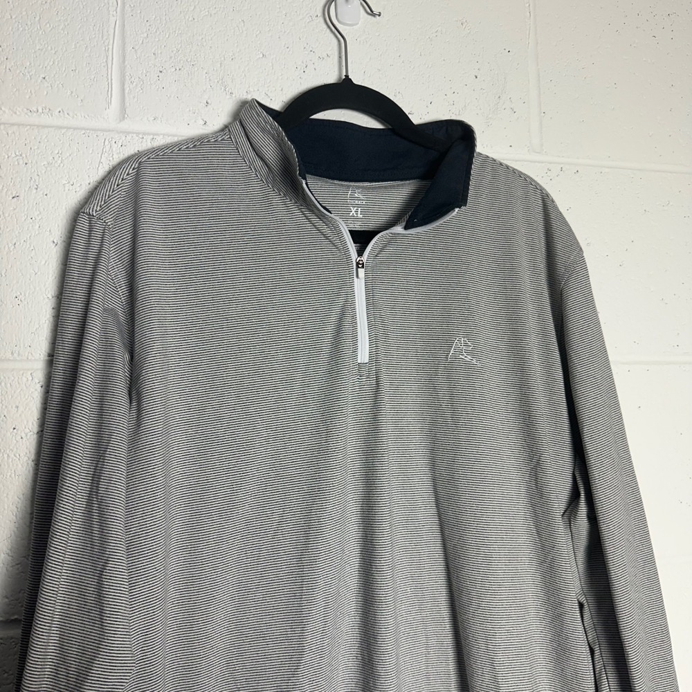 Rhoback Mens XL Gray White Micro Stripe Performance Quarter Zip Pullover Golf